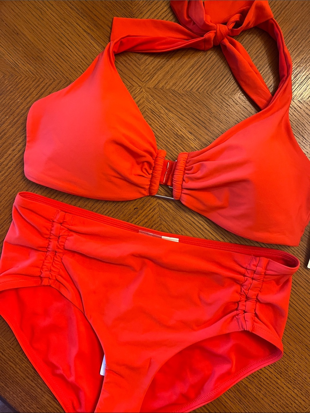 Calia Red Halter Bikini Set Large\Medium with Center Detail B37